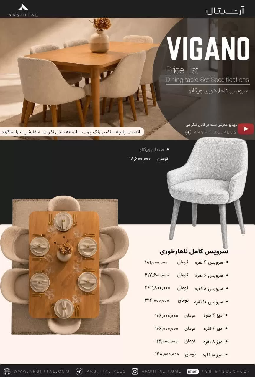 صفحه 1 لیست قیمت ست ناهارخوری ویگانو